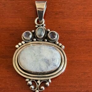 Moonstone and Sterling Silver Pendant with Other Gemstones
